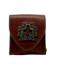 Leatherock Embellished Cross Brown Leather Crossbody