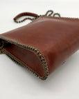 Leatherock Embellished Cross Brown Leather Crossbody