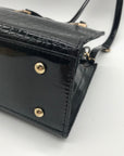 Danbaoly Black Croc-Embossed Shoulder Bag