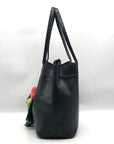 Loeffler Randall Black Leather Pom-Pom Drawstring Tote Bag