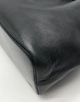 Loeffler Randall Black Leather Pom-Pom Drawstring Tote Bag