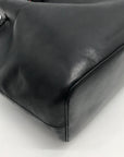 Loeffler Randall Black Leather Pom-Pom Drawstring Tote Bag