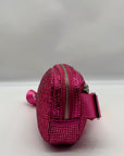Pink Rhinestone-Embellished Waist Bag