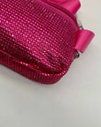 Pink Rhinestone-Embellished Waist Bag