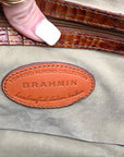 Brahmin Brown Croc Embossed Leather Vintage Paris Satchel