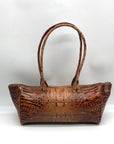 Brahmin Brown Croc Embossed Leather Vintage Paris Satchel