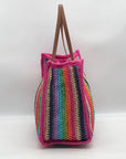 Urban Expressions Pink Multi-Color Candi Stripe Tote Bag