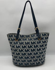 Michael Kors Blue Monogram Canvas Jet Set Tote Bag
