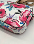 Guess White Floral Kamryn Crossbody Top Zip Bag