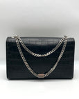 Yves Saint Laurent Black Croc Embossed Leather Kate Shoulder Bag