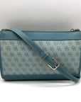 Dooney & Bourke Blue Monogram Canvas and Pebbled Leather Trim Crossbody