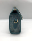 Dooney & Bourke Blue Monogram Canvas and Pebbled Leather Trim Crossbody