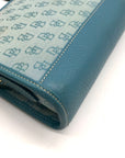 Dooney & Bourke Blue Monogram Canvas and Pebbled Leather Trim Crossbody