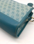 Dooney & Bourke Blue Monogram Canvas and Pebbled Leather Trim Crossbody