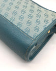 Dooney & Bourke Blue Monogram Canvas and Pebbled Leather Trim Crossbody