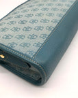 Dooney & Bourke Blue Monogram Canvas and Pebbled Leather Trim Crossbody