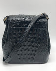 Brahmin Black Leather Crocodile Margo Crossbody Bag