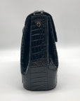 Brahmin Black Leather Crocodile Margo Crossbody Bag