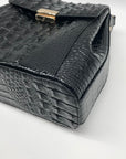 Brahmin Black Leather Crocodile Margo Crossbody Bag