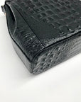 Brahmin Black Leather Crocodile Margo Crossbody Bag