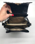 Brahmin Black Leather Crocodile Margo Crossbody Bag