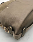 Moda Luxe Taupe Pebbled Faux Leather Satchel Bag