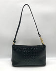Brahmin Black Croc Embossed Leather Mini Shoulder Bag