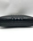 Brahmin Black Croc Embossed Leather Mini Shoulder Bag
