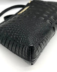 Brahmin Black Croc Embossed Leather Mini Shoulder Bag