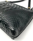 Brahmin Black Croc Embossed Leather Mini Shoulder Bag