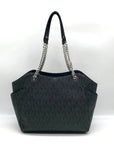 Michael Kors Black Monogram Coated Canvas Jet Set Chain Tote Bag