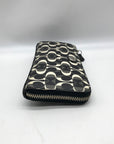 Coach Black And White Coated Canvas Slim Zip Wallet