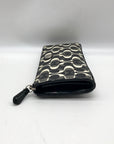 Coach Black And White Coated Canvas Slim Zip Wallet