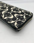 Coach Black And White Coated Canvas Slim Zip Wallet