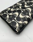 Coach Black And White Coated Canvas Slim Zip Wallet