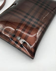 Burberry Brown Vinyl Nova Check Shoulder Bag Bottom Left Corner