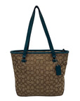 Coach Khaki And Blue Trim Monogram Canvas Shoulder Bag & Wallet