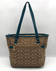 Coach Khaki And Blue Trim Monogram Canvas Shoulder Bag & Wallet