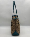 Coach Khaki And Blue Trim Monogram Canvas Shoulder Bag & Wallet