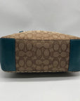 Coach Khaki And Blue Trim Monogram Canvas Shoulder Bag & Wallet