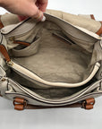 Michael Kors Beige & Brown Leather Margo Satchel