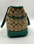 Coach Park Green Canvas Park Signature Carrie Tote