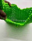 MMS Brands Green Handmade Beaded Tote Bag