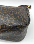 Calvin Klein Brown Monogram Zip-Top Shoulder Bag