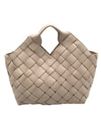 Aqua Cream Faux Leather Tote Bag