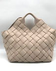 Aqua Cream Faux Leather Tote Bag