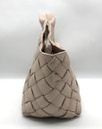 Aqua Cream Faux Leather Tote Bag