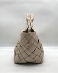 Aqua Cream Faux Leather Tote Bag