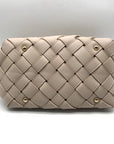 Aqua Cream Faux Leather Tote Bag