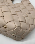 Aqua Cream Faux Leather Tote Bag